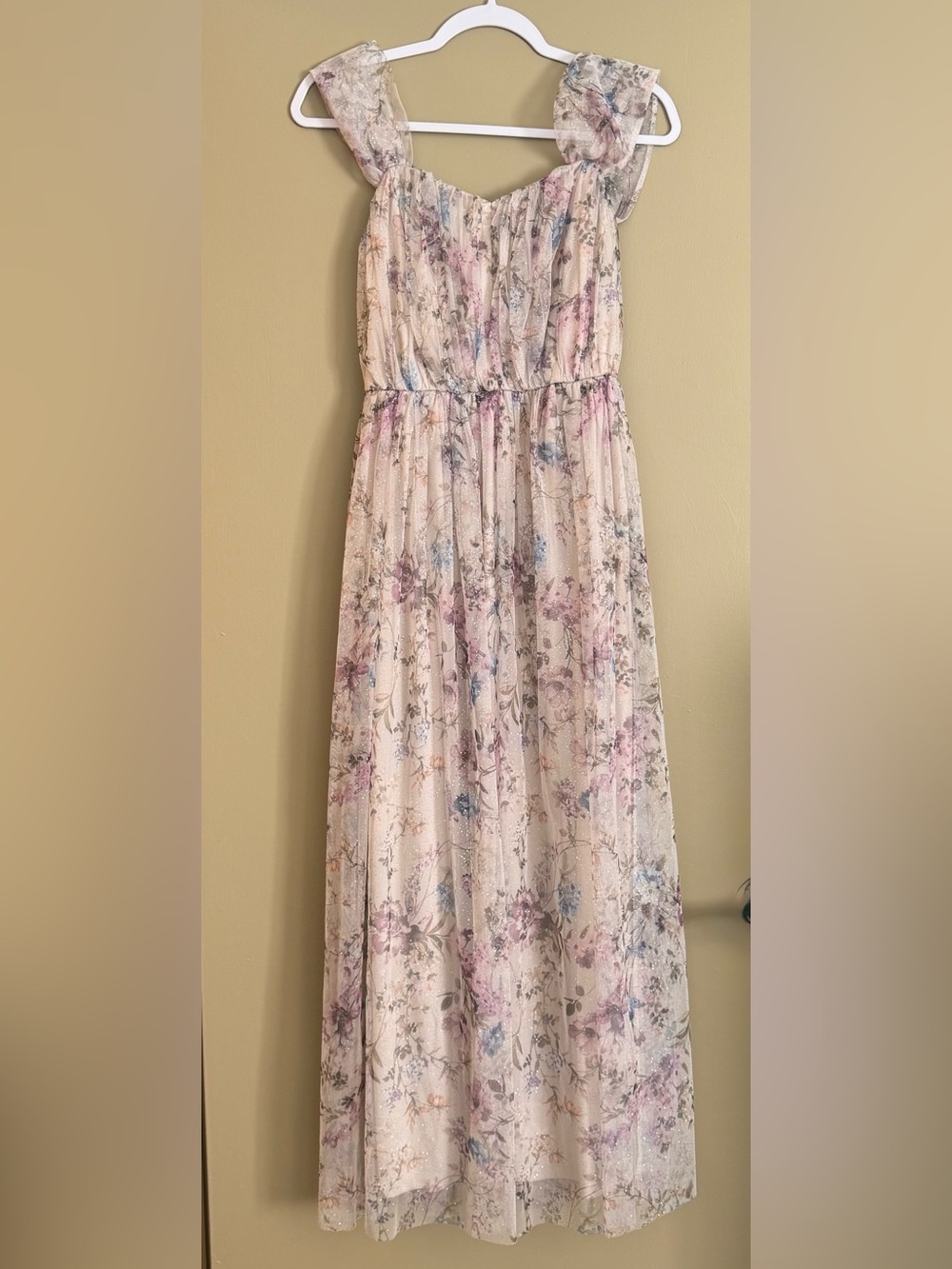 Floral Pastel Maxi Dress with Sparkle Size S